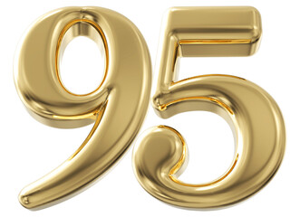 3d number 95 - gold number