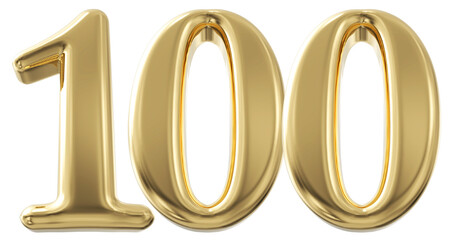 3d number 100 - gold number