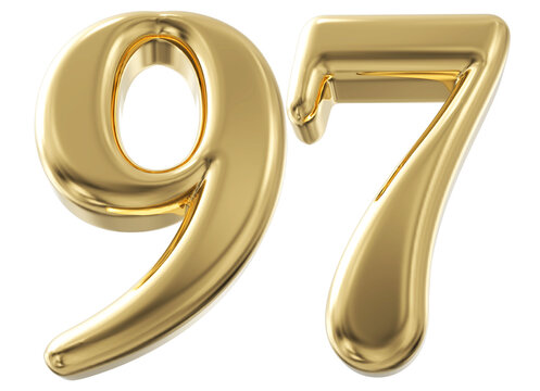 3d Number 97 - Gold Number