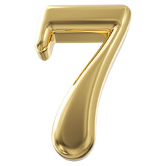 3d number 7 - gold number