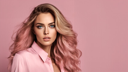 Fototapeta premium Modella su sfondo rosa III
