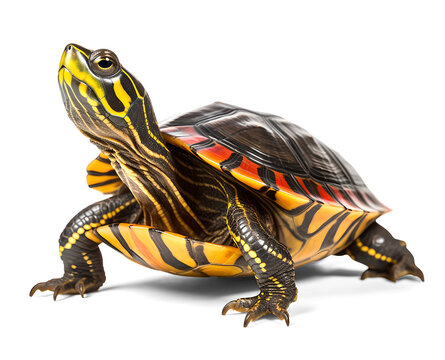 painted turtle pet on isolated transparent background