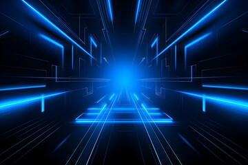 Beautiful abstract futuristic dark background with blue colour light. AI Generative