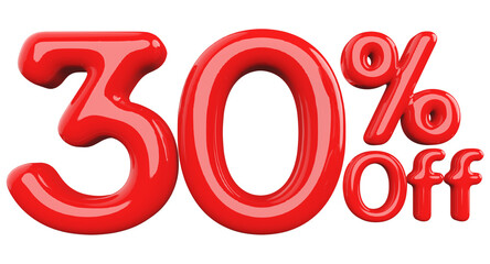 Discount 30 Percent Off - 3d Number Red Sale