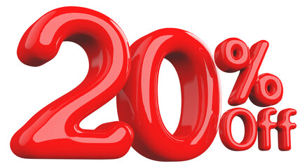 Discount 20 Percent Off - 3d Number Red Sale