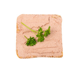 Meat Paste Toast Bread Isolated, Tuna Pate Sandwiches, Terrine Toasts, Chopped Liver Mousse, Fish...