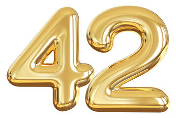 balloon number 42 - gold number