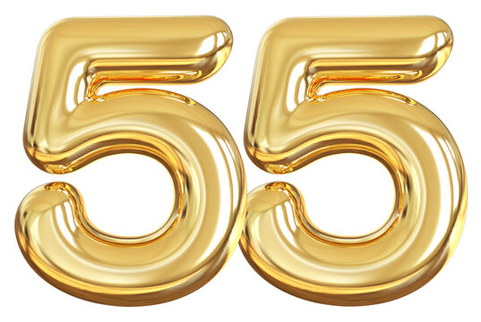 balloon number 55 - gold number
