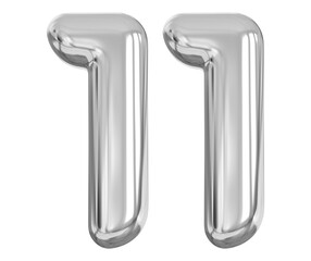 3d number 11 - silver number