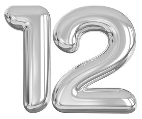 3d number 12 - silver number