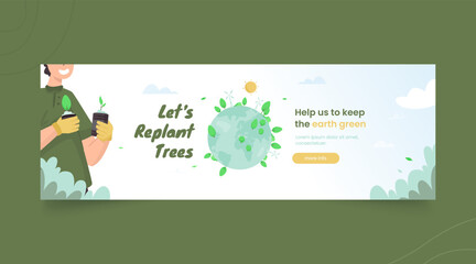Fototapeta premium Go green with replant trees campaign on banner design