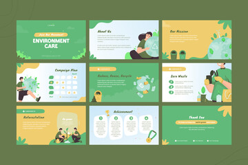 Environment care campaign on presentation slide template