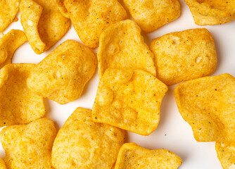 Lentil Chips Isolated, Lentils Crisps, Healthy Orange Snack, Fried Organic Crunchies, Lentil Chips on White