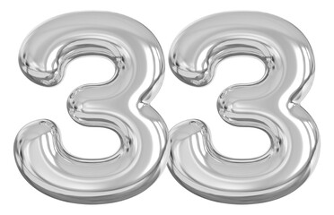 3d number 33 - silver number
