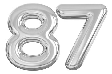 3d number 87 - silver number