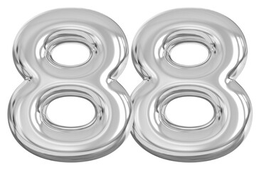 3d number 88 - silver number