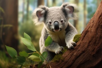 Obraz premium Koala's Whiskered World: An Ultra Realistic 4K Wildlife Encounter