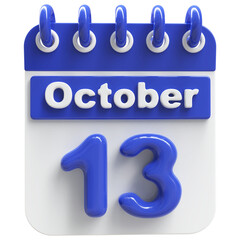 13th October - 3d Calendar Icon