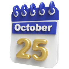 25th October - 3d Calendar Icon