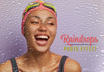 Fototapeta na wymiar Raindrops Photo Effect Mockup