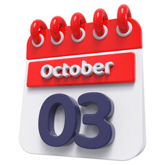 3rd October - 3d Calendar Icon