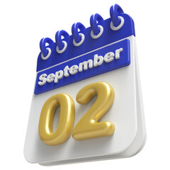 September 2nd Calendar 3d Render