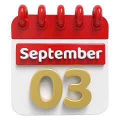 3rd September - 3d Calendar Icon
