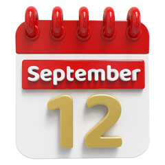12th September - 3d Calendar Icon