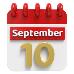 10th September - 3d Calendar Icon