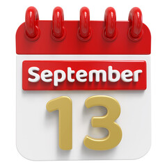 13th September - 3d Calendar Icon