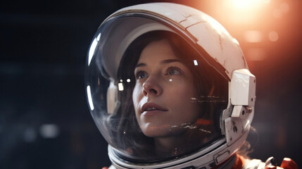 A Woman Astronaut Ventures into the Cosmos and Explores the Vast Universe of Space.