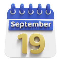 19th September - 3d Calendar Icon