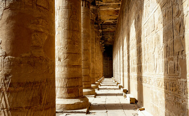 Pillars in the Edfu temple of the city