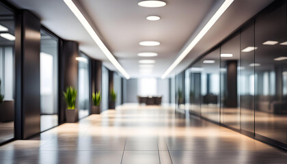 Abstract blurred bright office interior room