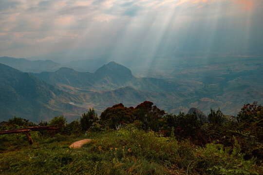 Scenic mountain landscapes seen from Bondwa Peak on Uluguru Mountains in Tanzania