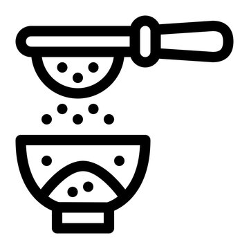 black sifter sieving powder into bowl clip art preview