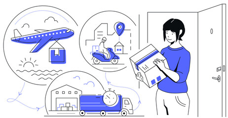 Delivery to the door - modern line design style illustration