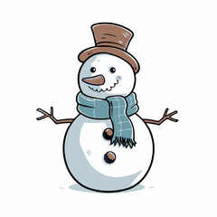 snowman with a scarf,  snowman with a broom, digital art, vector art, snowman vector, winter, winter season, cute snowman, snowball, hat