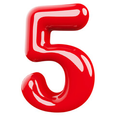 5 Number 3D Red