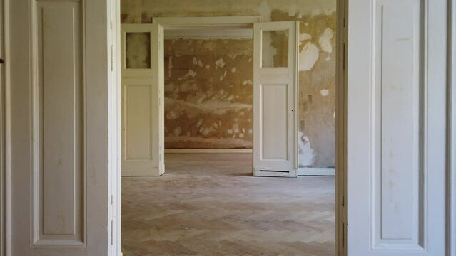 Room before renovation, empty flat interior in old building