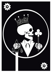 King skull icon with the crown and earing with ornament details 