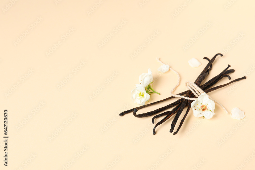 Sticker Concept of aromatherapy with aromatic vanilla extract