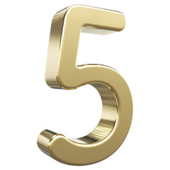 Fototapeta premium 5 Number Gold 3d Render