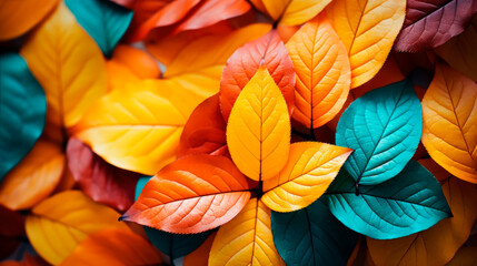 Abstract background of vibrant autumn leaves