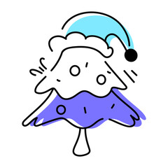 Catchy christmas tree doodle icon 