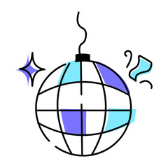 Modern doodle icon of disco ball 