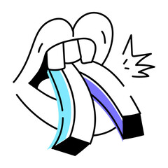 Scalable doodle icon of chewing fries