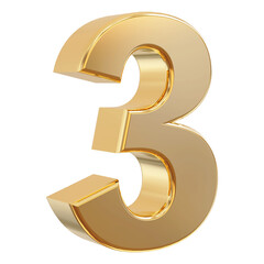3 Number Gold 3d Render