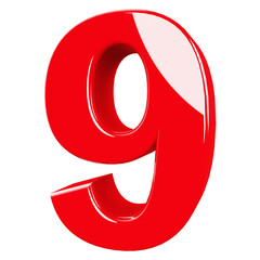9 Number 3D Red