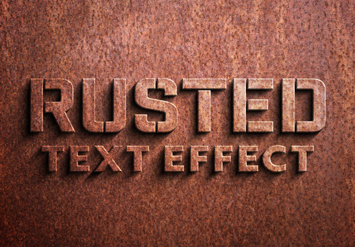 3D Rusted Metal Text Effect Mockup
